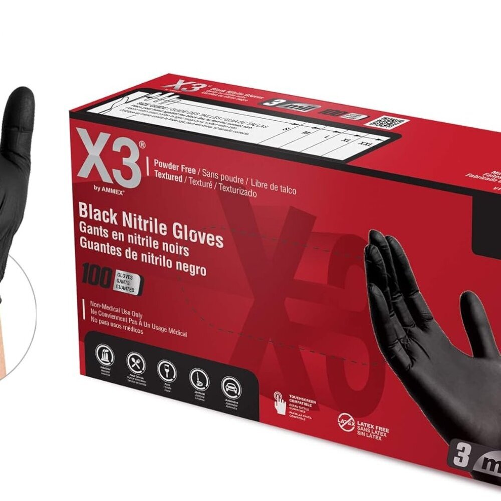 Black Nitrile Gloves for cooking Food Prep, Disposable, Latex Free, 3 Mil, Powde